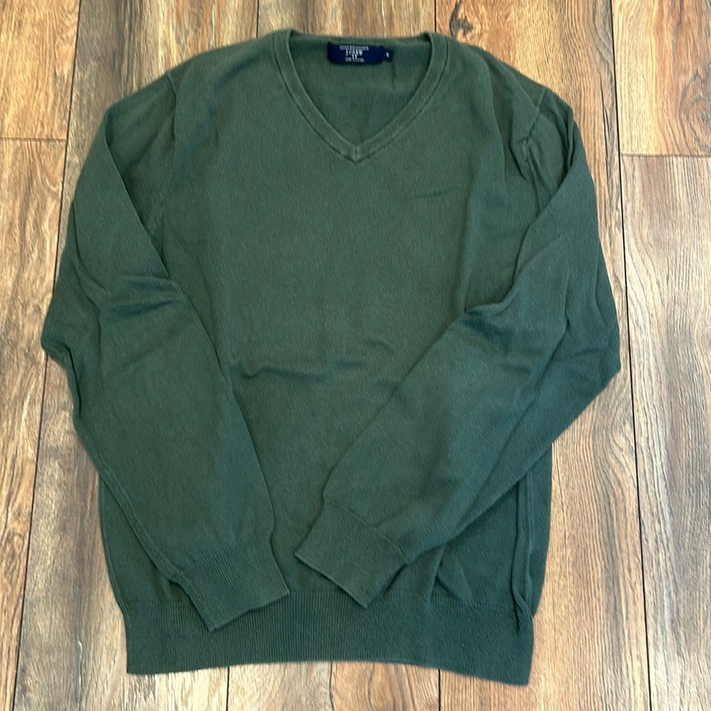 Men’s Medium JCrew Factory VNeck Sweater, Forest Green, Cotton with Cashmere